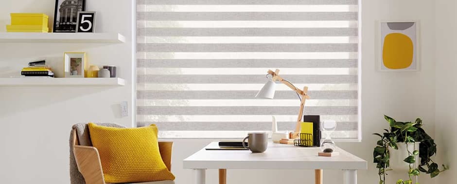 Grey day and night blinds