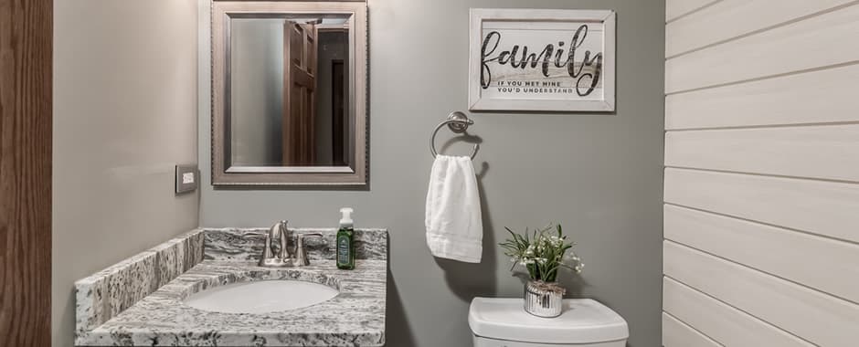 Small grey beige bathroom