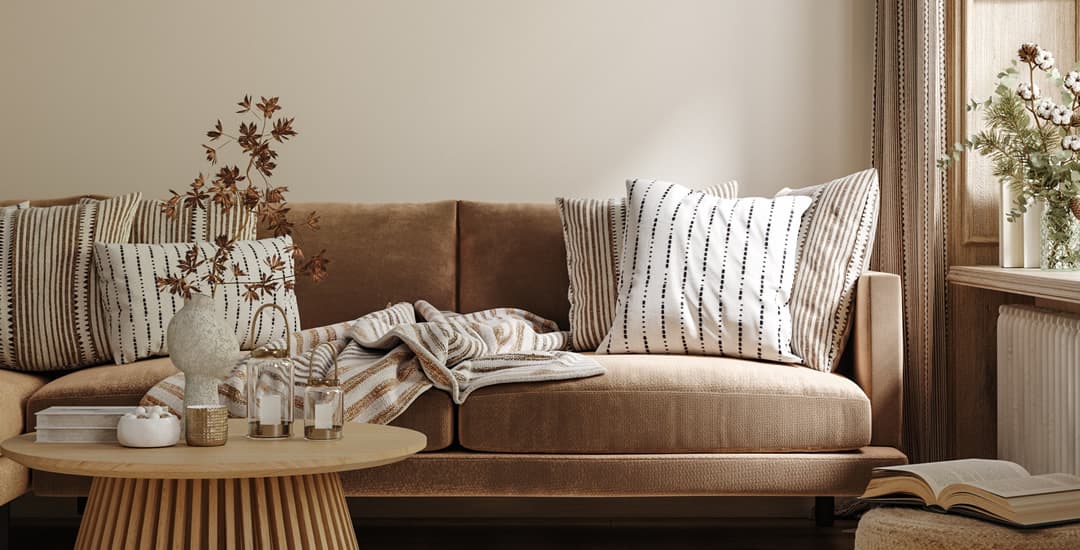 Luxury brown living room with textures 