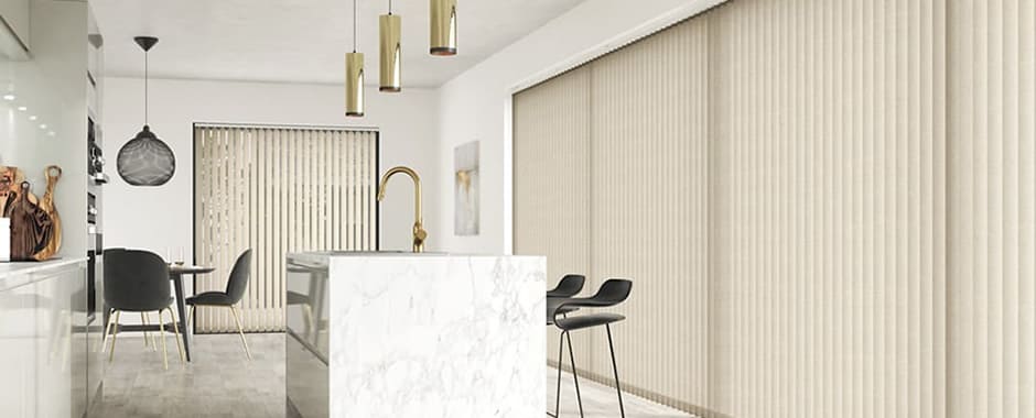 Modern kitchen with pvc waterproof vertical blinds