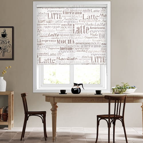 Coffee patterned kitchen diner roller blinds