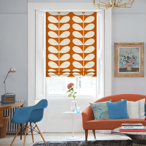 Orla Kiely giant stem orange retro roman blind