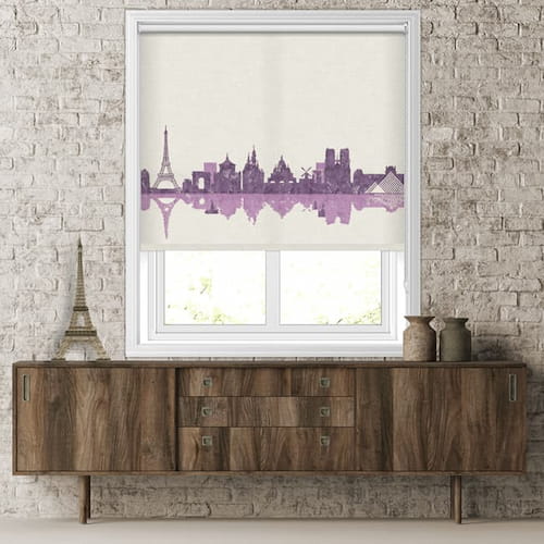 Vintage Paris skyline patterned roller blinds