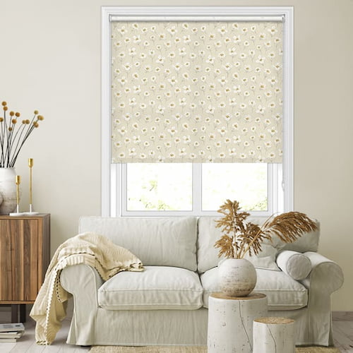 Sasanqua honey retro flowers patterned roller blinds