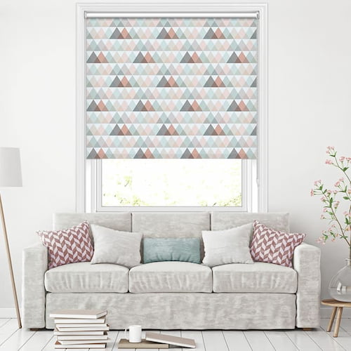 Vector sorbet triangle diamond patterned blackout roller blinds