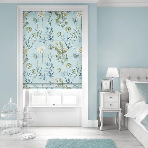 Wildflower Slate Blue Roman Blind