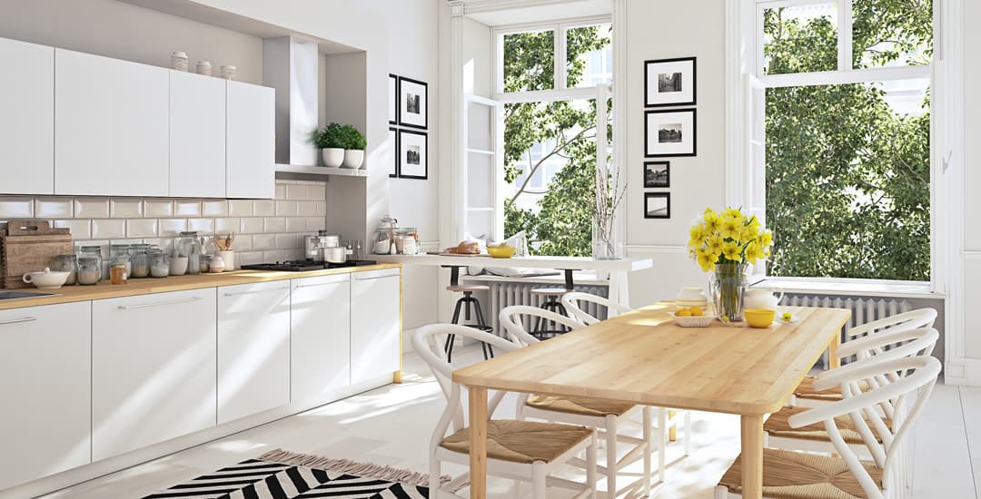 Modern kitchen in a new build loft show home