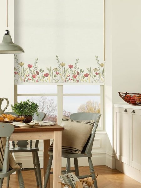 The Top 10 Kitchen Blinds Ideas That You Haven T Already Heard 10   Wildflowers Patterned Roller Blinds In Cream County Kitchen Diner 450x600 