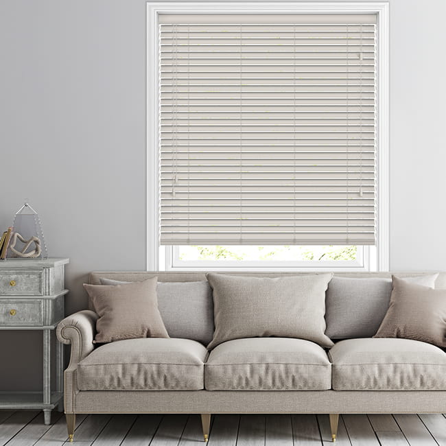 35mm Cora Light Beige Faux Wood Blinds, Made to Measure