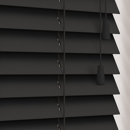 35mm Onyx Black Wooden Blinds, High Quality Made to Measure Real Wood