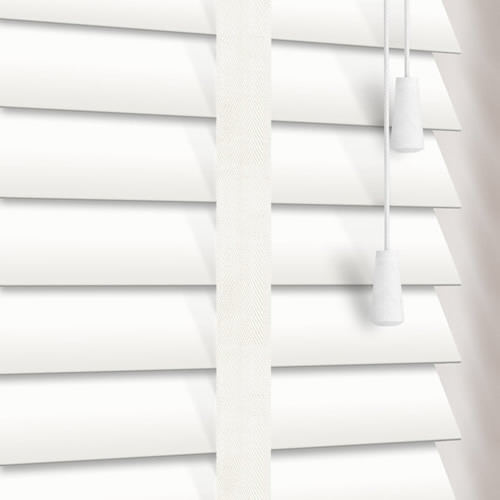 35mm Polar White Wooden Venetian Blinds with Tapes, Made to Measure