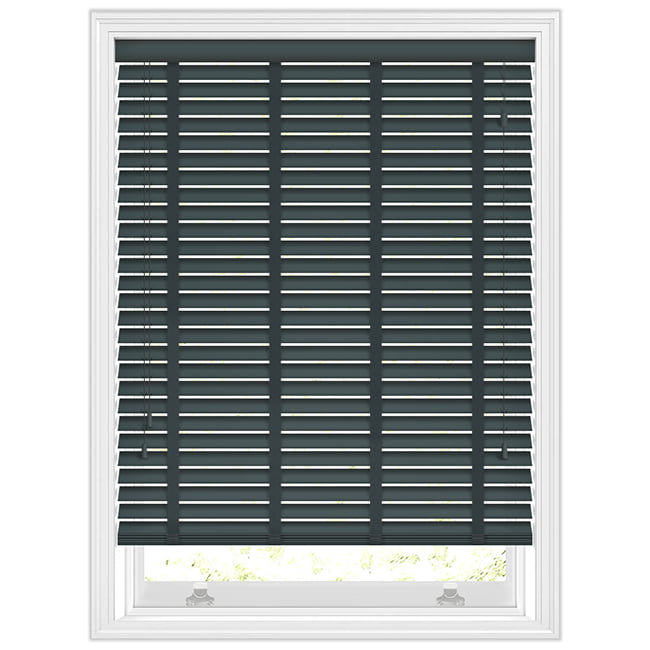 50mm Anthracite Dark Grey Faux Wood Venetian Blinds with Tapes