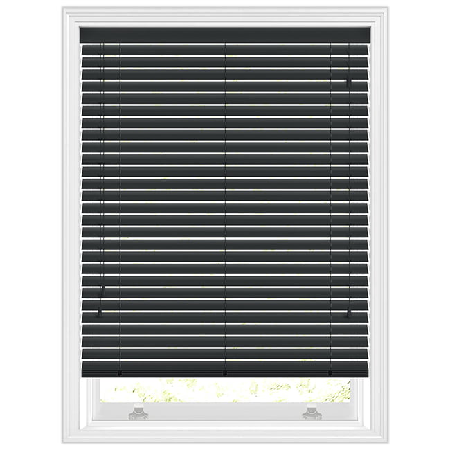 50mm Black Luxury Wooden Venetian Blinds, Made to Measure Real Wood