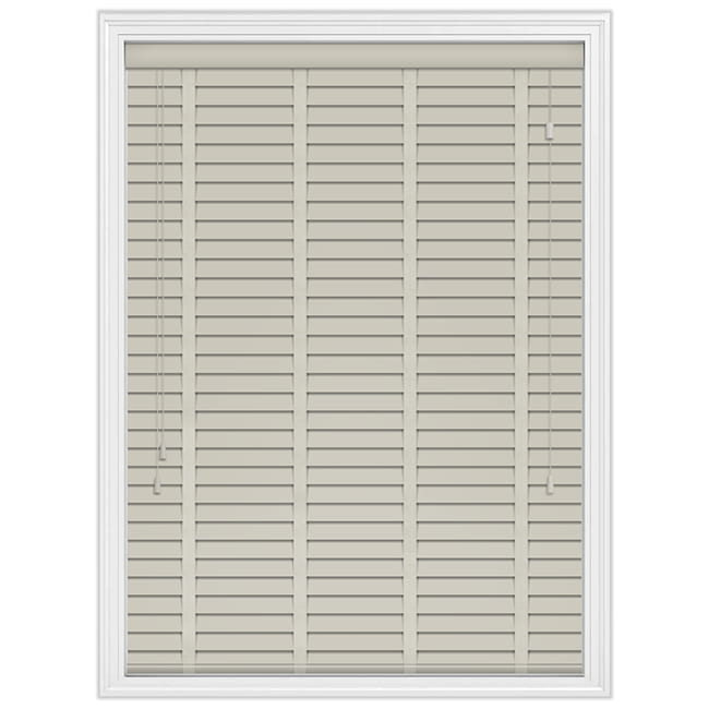 50mm Minerva Dark Beige Faux Wood Blinds with Pebble Tapes