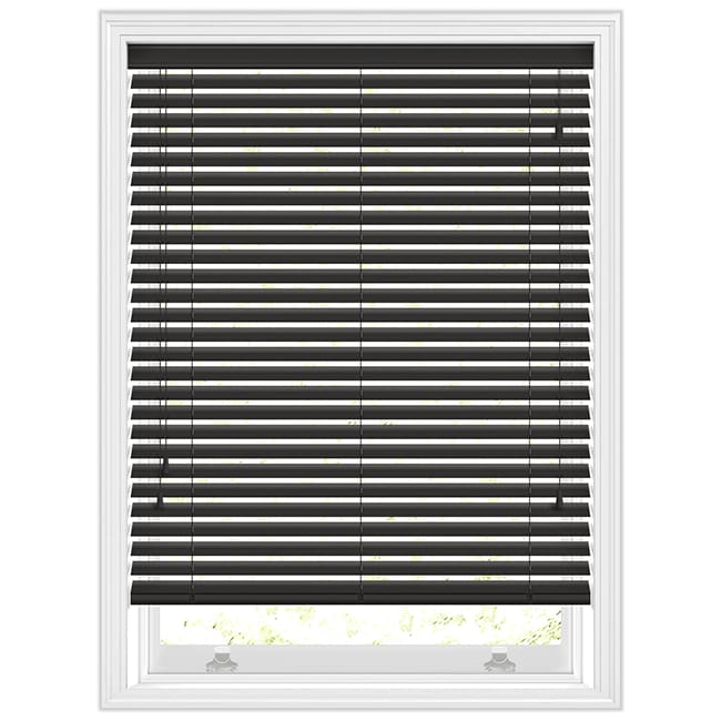 50mm Onyx Black Wooden Blinds, High Quality Made To Measure Real Wood