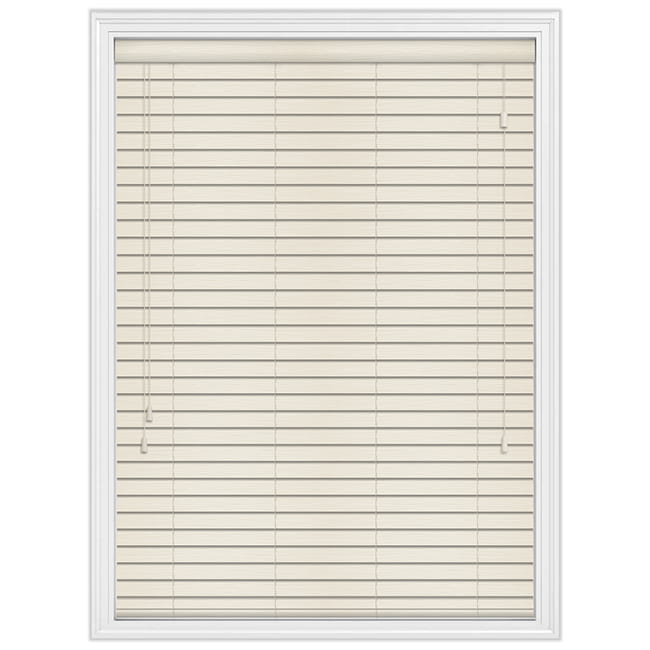 Rich Cream Textured Faux Wood Blinds, Ideal for Bathroom & Kitchen