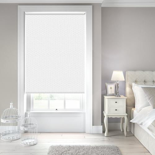 Structured Basket Weave Blackout Roller Blinds in Pure White