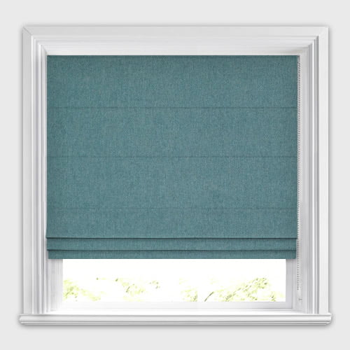 Conway Azure Blue Green Faux Wool Roman Blinds, Made to Measure