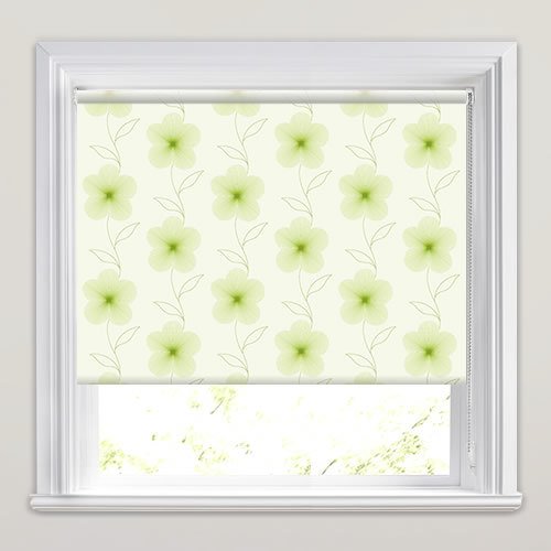 Sap Green Digital Flowers Patterned Roller Blinds