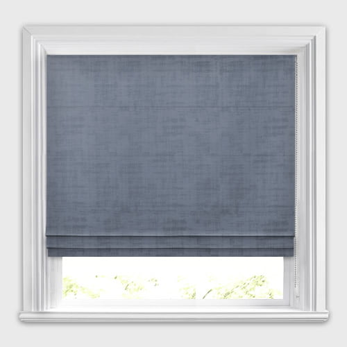 Fascination Denim Pale Blue Distressed Crushed Velvet Roman Blinds