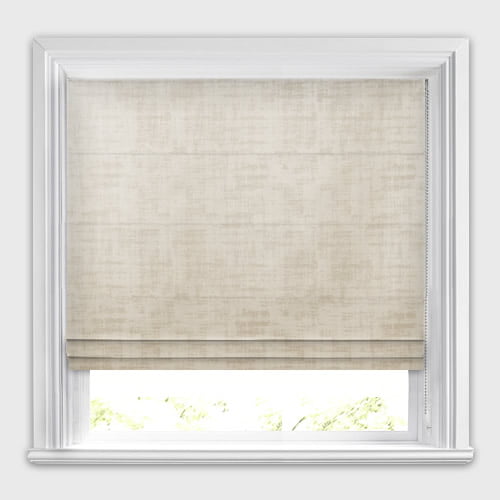 Limestone Creamy Beige Distressed Crushed Velvet Roman Blinds