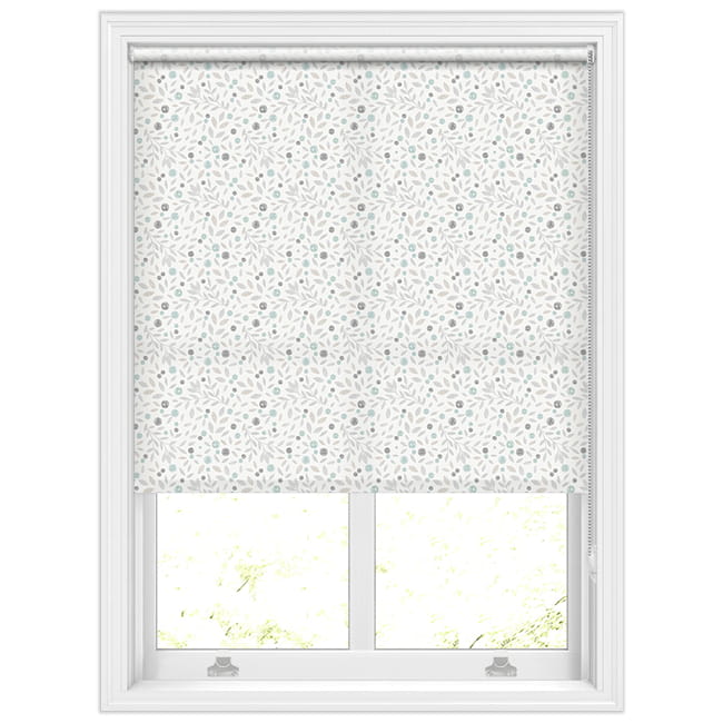 Gossypium Mineral Delicate Floral Patterned Roller Blinds, Teal & Grey