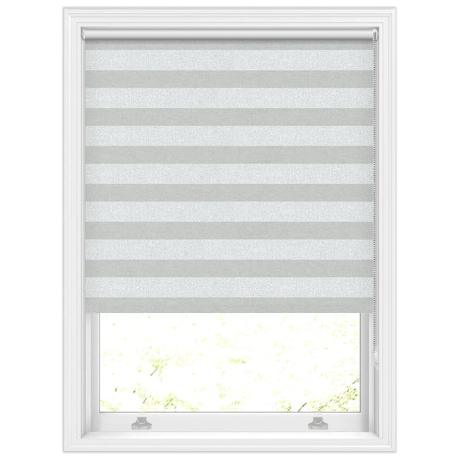 Metallic Beige & Silver Horizontal Striped Blackout Roller Blinds