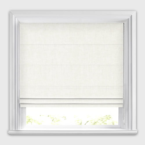 Solo Plain Bright Ivory White Luxury Brushed Poly-Cotton Roman Blinds