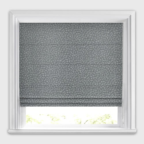 Storm Carbon Grey & Silver Dappled Crater Patterned Roman Blinds