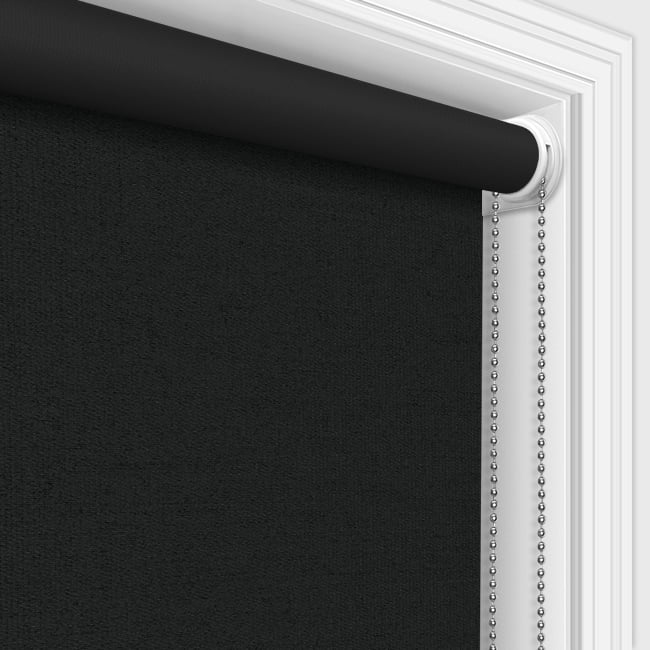 Luxury Noir Black Blackout Roller Blinds, Thermal Made to Measure